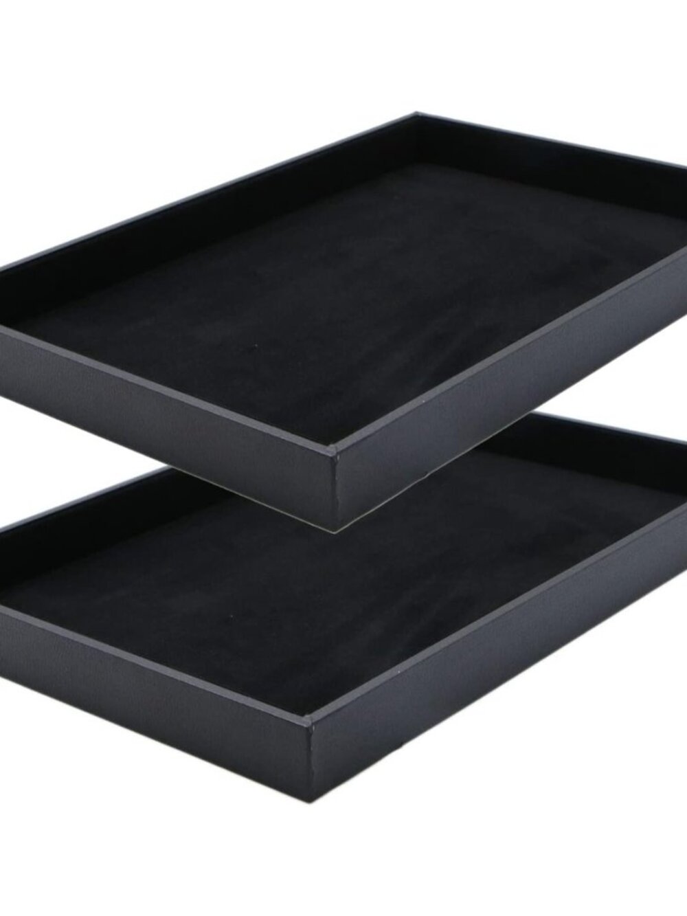 Elegant Black Velvet Stackable Jewelry Tray Set